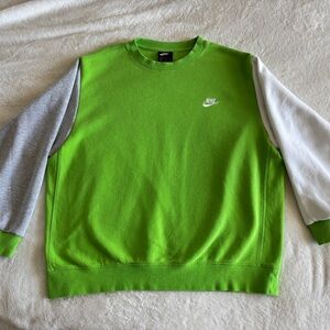 Nike Lime Green Colorblock Custom Sewn Crewneck